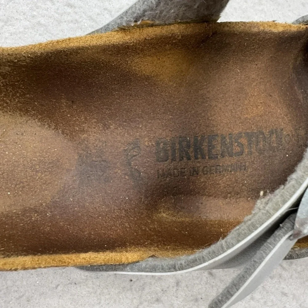 Birkenstock Mayari Sandals Womens Size 8 Silver Strappy Cork Footbed Comfort